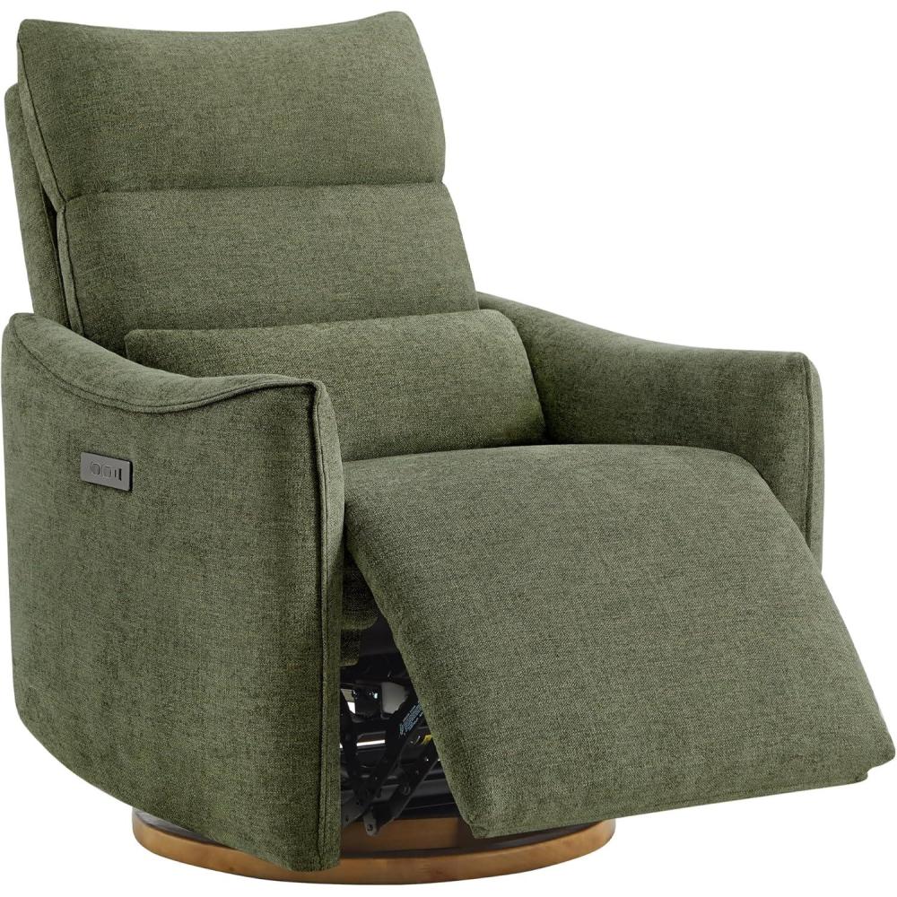 image:imageCHITA Swivel Rocker Recliner Chair Power Nursery Glider Recliner Nursery Rocking Chair with Adjustable Power Headrest FSC Certified Solid Wood Base Moss GreenMoss Green