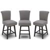 image:imageCHITA 26 Inch Counter Height Swivel Bar Stools Set of 2 FSC Certified Modern Upholstered Faux Leather Swivel Barstool Chair with Back Creamy GreyFlint Grey