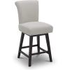 image:imageCHITA 26 Inch Counter Height Swivel Bar Stools Set of 2 FSC Certified Modern Upholstered Faux Leather Swivel Barstool Chair with Back Creamy GreyLinen Performance Fabric 