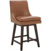 image:imageCHITA Counter Height Swivel Barstool with Back Set of 2 FSC Certified Upholstered Faux Leather Swivel Bar Stool 268 H Seat Height PU Leather in Retro BrownPu Leather in Retro Brown