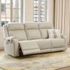 image:imageCHITA Genuine Leather Power Recliner Sofa Wall Hugger Reclining Loveseat with Console Power Headrest Dual Motor Wireless amp USB Charging Ports Recliner Couch for Living Room RV Leather in SaddleCream