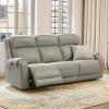 image:imageCHITA Genuine Leather Power Recliner Sofa Wall Hugger Reclining Loveseat with Console Power Headrest Dual Motor Wireless amp USB Charging Ports Recliner Couch for Living Room RV Leather in SaddleLight Gray