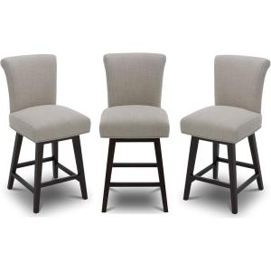 CHITA 26 Inch Counter Height Swivel Bar Stools Set of 2, FSC Certified Modern Upholstered Faux Leather Swivel Barstool Chair with Back, Creamy Grey(Flax Beige)