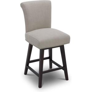 CHITA 26 Inch Counter Height Swivel Bar Stools Set of 2, FSC Certified Modern Upholstered Faux Leather Swivel Barstool Chair with Back, Creamy Grey(Flax Beige (Performance Fabric))