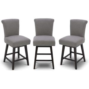 CHITA 26 Inch Counter Height Swivel Bar Stools Set of 2, FSC Certified Modern Upholstered Faux Leather Swivel Barstool Chair with Back, Creamy Grey(Flint Grey)