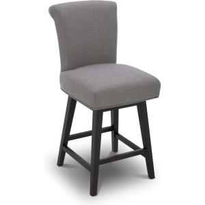 CHITA 26 Inch Counter Height Swivel Bar Stools Set of 2, FSC Certified Modern Upholstered Faux Leather Swivel Barstool Chair with Back, Creamy Grey(Flint Grey (Performance Fabric))