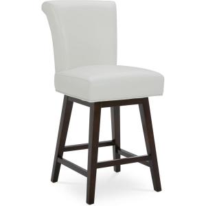 CHITA 26 Inch Counter Height Swivel Bar Stools Set of 2, FSC Certified Modern Upholstered Faux Leather Swivel Barstool Chair with Back, Creamy Grey(White)
