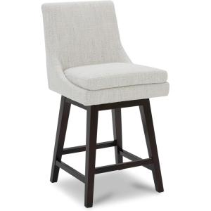 CHITA Counter Height Swivel Barstool with Back Set of 2, FSC Certified Upholstered Faux Leather Swivel Bar Stool, 26.8″ H Seat Height, PU Leather in Retro Brown(Fabric in Ivory)