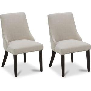 CHITA Farmhouse High Back Dining Chairs,Fabric Modern Upholstered Chairs, Dining Room Chairs Set of 2,Linen(Linen)
