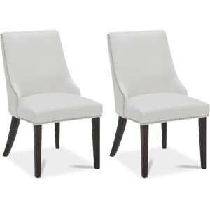 CHITA Farmhouse High Back Dining Chairs,Fabric Modern Upholstered Chairs, Dining Room Chairs Set of 2,Linen(White)