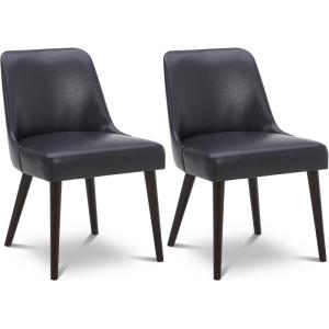 CHITA Mid-Century Modern Dining Chair, Upholstered Fabric Accent Chair for Dining Room, Set of 2, Flax Beige in Fabric(Black in Pu Leather)