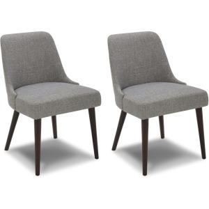 CHITA Mid-Century Modern Dining Chair, Upholstered Fabric Accent Chair for Dining Room, Set of 2, Flax Beige in Fabric(Fog in Contemporary-fabric)