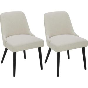 CHITA Mid-Century Modern Dining Chair, Upholstered Fabric Accent Chair for Dining Room, Set of 2, Flax Beige in Fabric(Linen in Performance Fabric)