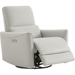 CHITA Power Recliner Chair Swivel Glider, FSC Certified Upholstered Faux Leather Living Room Nursery Reclining Sofa Chair with Lumbar Support, Cognac Brown(Cream-faux Leather)