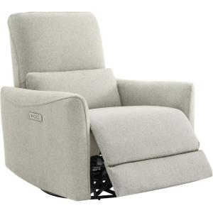 CHITA Power Recliner Chair Swivel Glider, FSC Certified Upholstered Faux Leather Living Room Nursery Reclining Sofa Chair with Lumbar Support, Cognac Brown(Dove Grey-fabric)