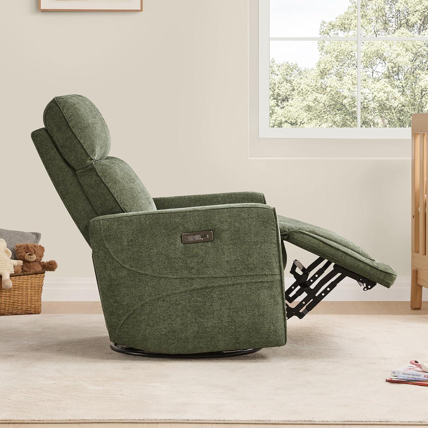 image:imageCHITA Electronic Power Recliner Chair Swivel Glider FSC Certified Modern Nursery Rocking Chair with USB and TypeC Ports IvoryForest Green