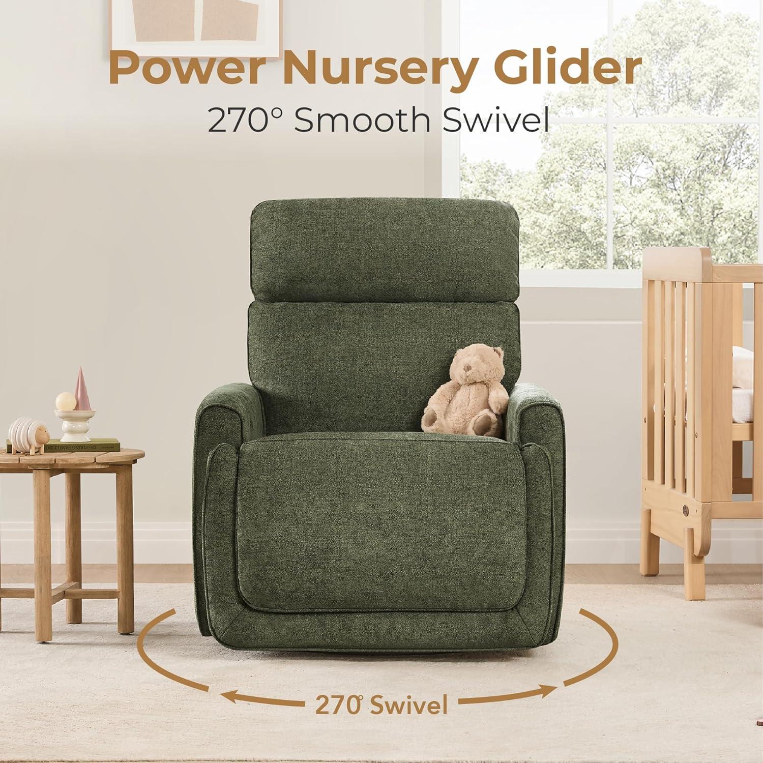 image:imageCHITA Electronic Power Recliner Chair Swivel Glider FSC Certified Modern Nursery Rocking Chair with USB and TypeC Ports IvoryForest Green