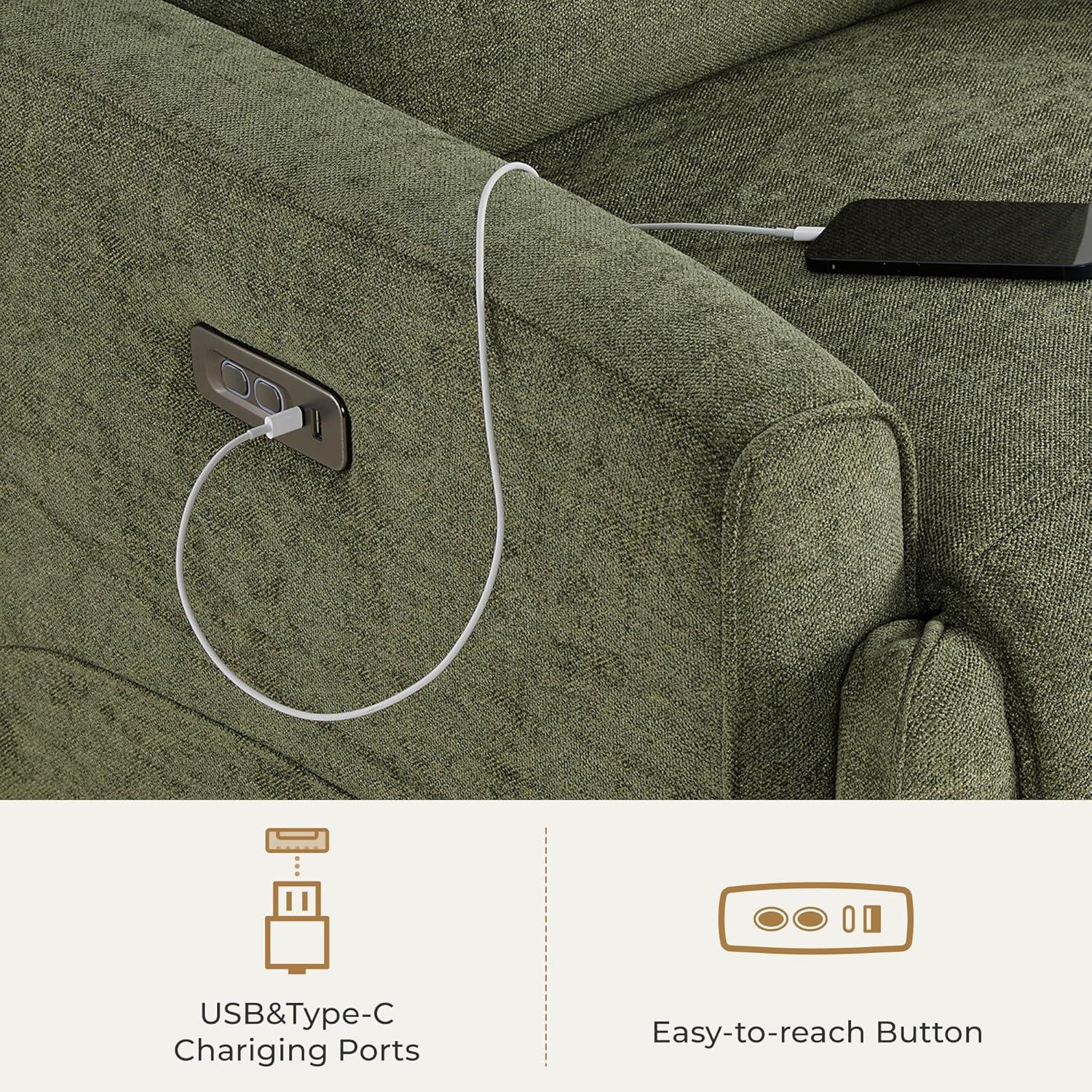 image:imageCHITA Electronic Power Recliner Chair Swivel Glider FSC Certified Modern Nursery Rocking Chair with USB and TypeC Ports IvoryForest Green