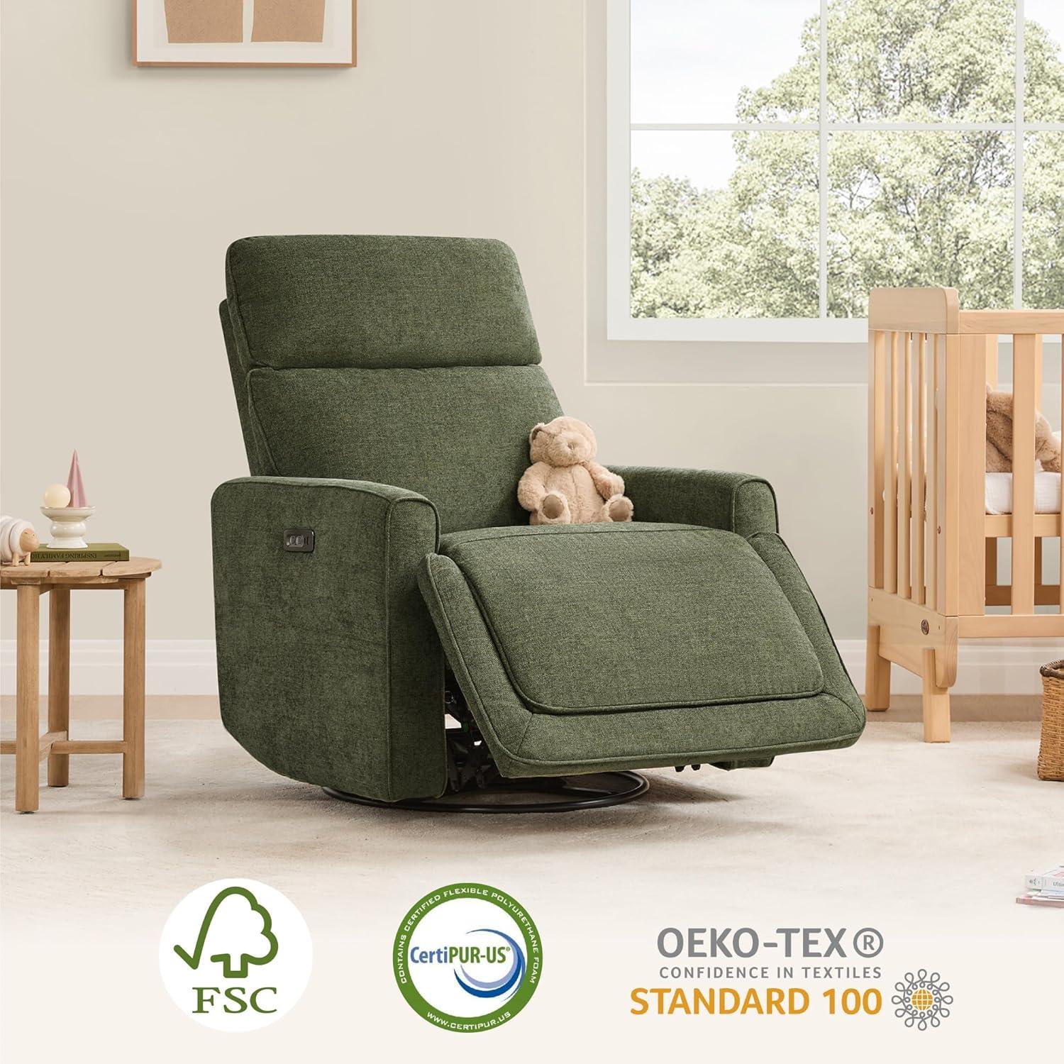 image:imageCHITA Electronic Power Recliner Chair Swivel Glider FSC Certified Modern Nursery Rocking Chair with USB and TypeC Ports IvoryForest Green