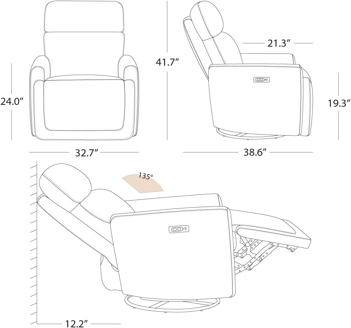 image:imageCHITA Electronic Power Recliner Chair Swivel Glider FSC Certified Modern Nursery Rocking Chair with USB and TypeC Ports IvoryForest Green