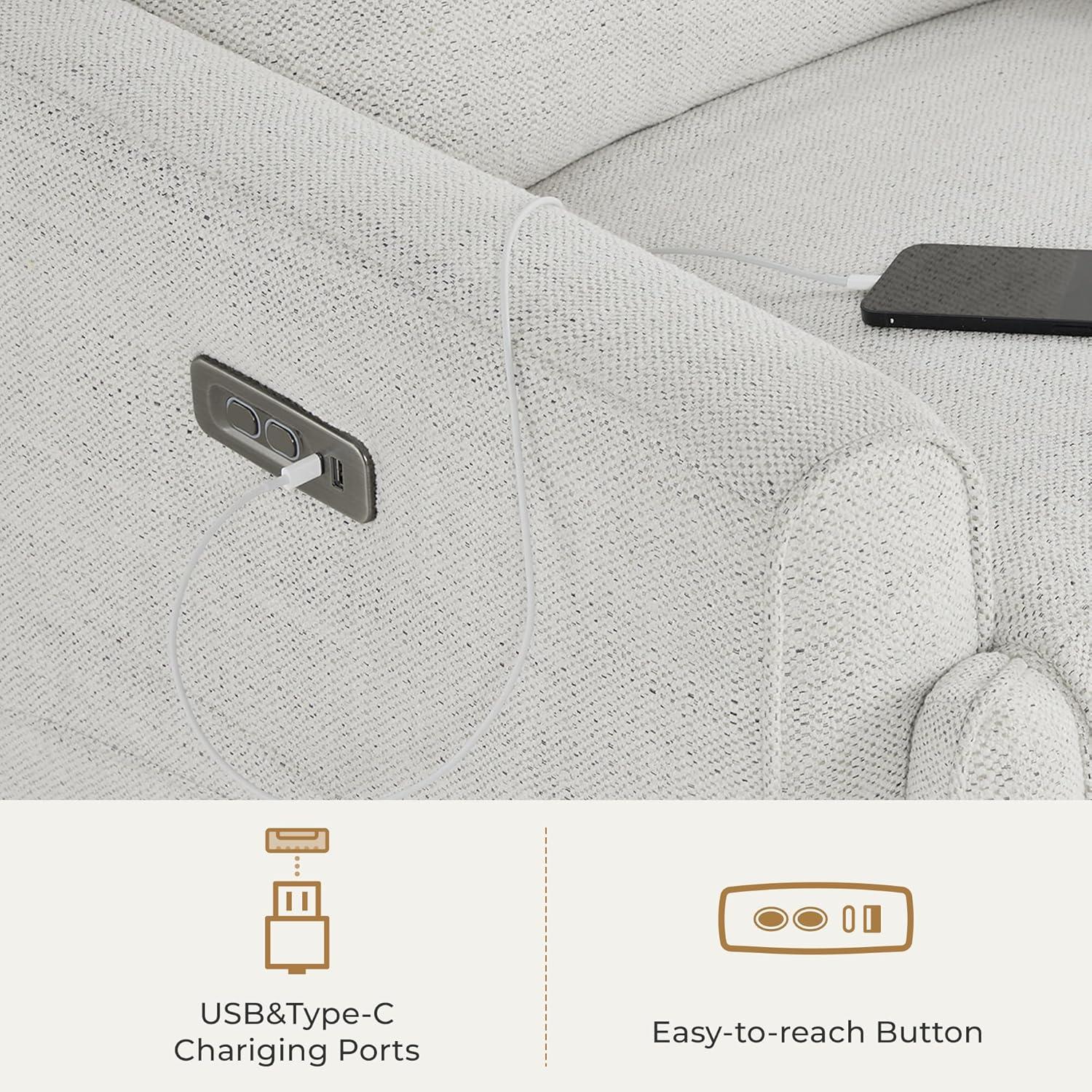 image:imageCHITA Electronic Power Recliner Chair Swivel Glider FSC Certified Modern Nursery Rocking Chair with USB and TypeC Ports IvoryIvory