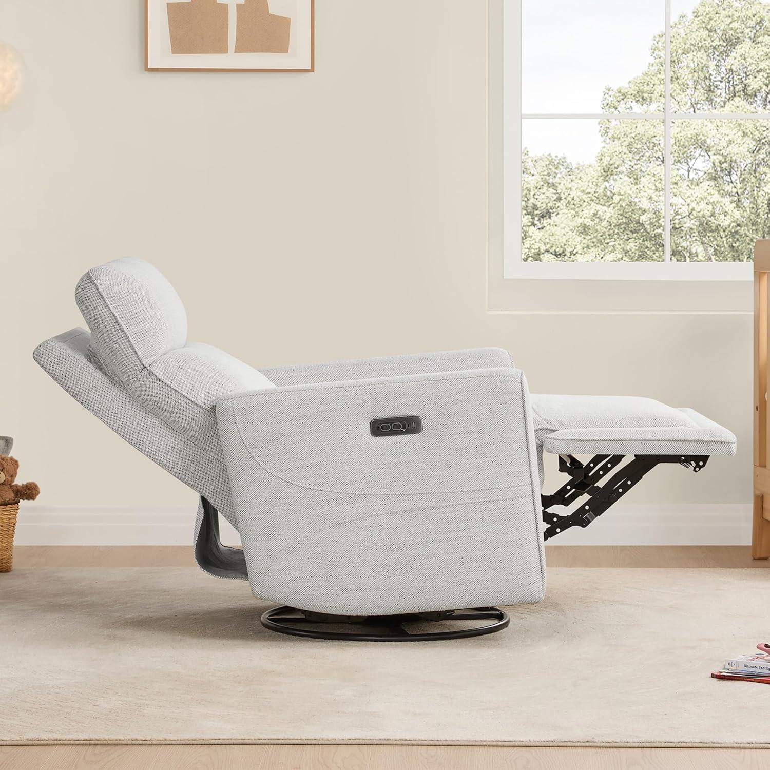 image:imageCHITA Electronic Power Recliner Chair Swivel Glider FSC Certified Modern Nursery Rocking Chair with USB and TypeC Ports IvoryIvory