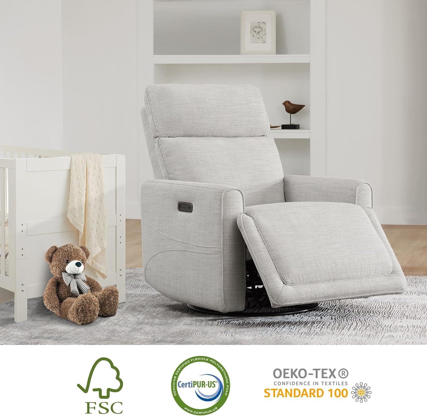 image:imageCHITA Electronic Power Recliner Chair Swivel Glider FSC Certified Modern Nursery Rocking Chair with USB and TypeC Ports IvoryIvory