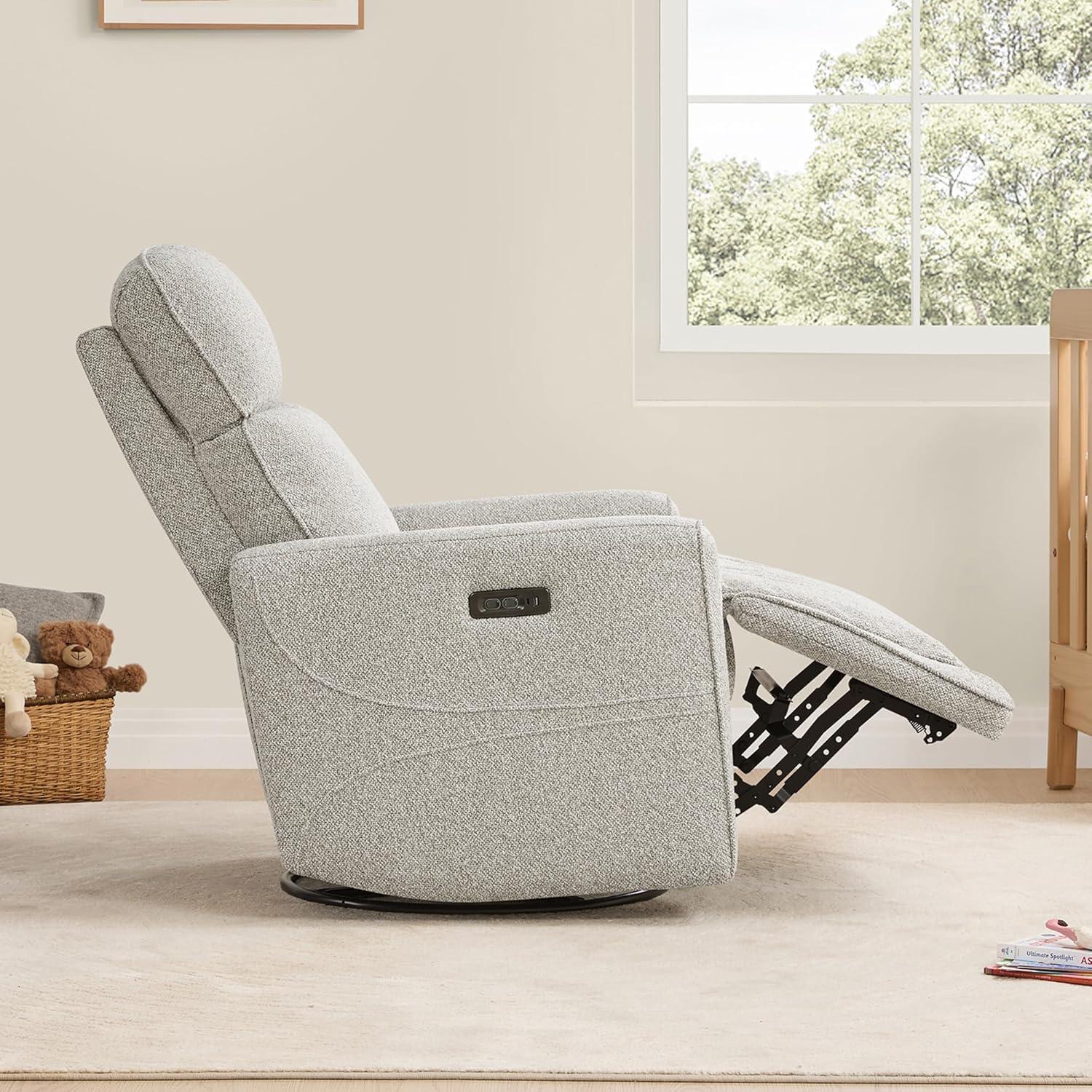 image:imageCHITA Electronic Power Recliner Chair Swivel Glider FSC Certified Modern Nursery Rocking Chair with USB and TypeC Ports IvoryLight Grey