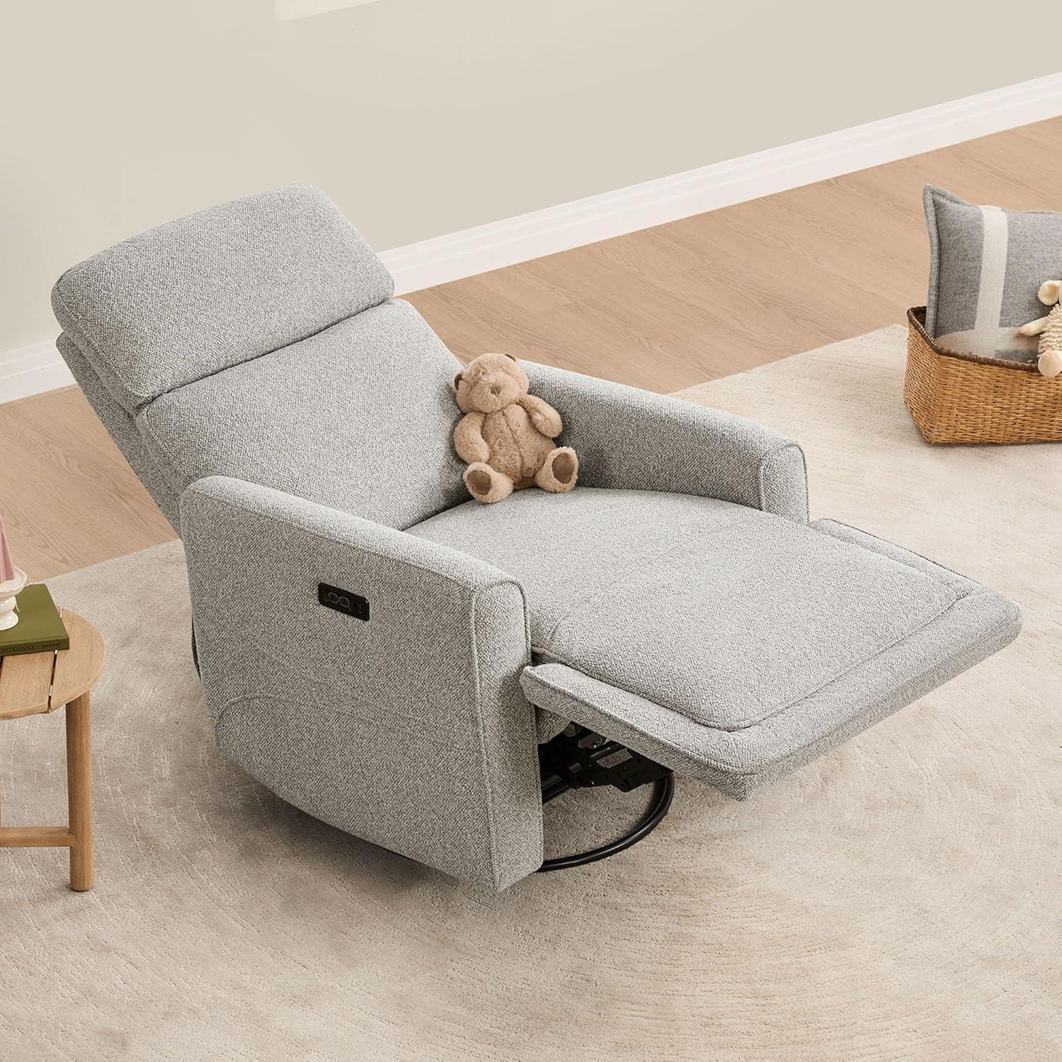 image:imageCHITA Electronic Power Recliner Chair Swivel Glider FSC Certified Modern Nursery Rocking Chair with USB and TypeC Ports IvoryLight Grey