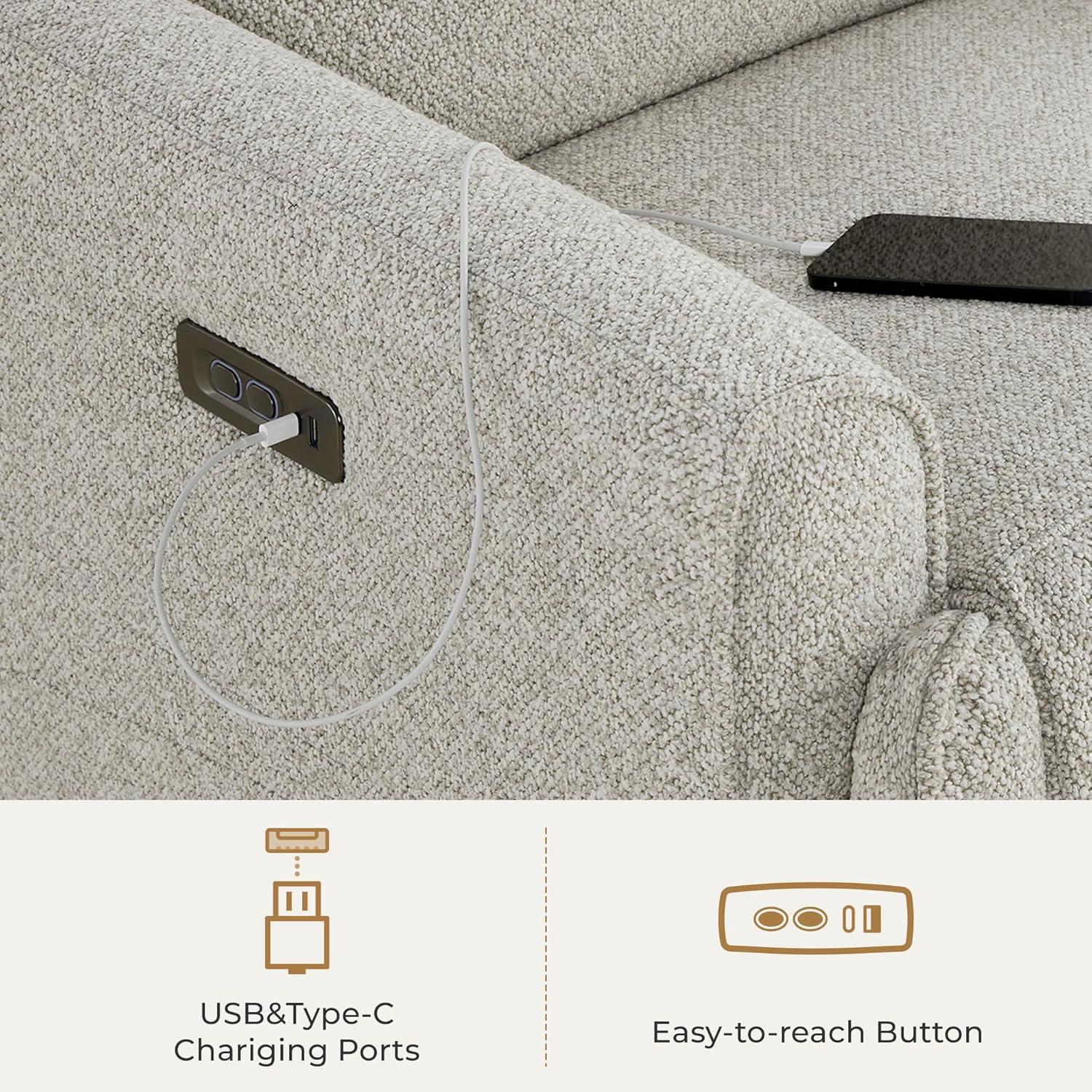 image:imageCHITA Electronic Power Recliner Chair Swivel Glider FSC Certified Modern Nursery Rocking Chair with USB and TypeC Ports IvoryLight Grey