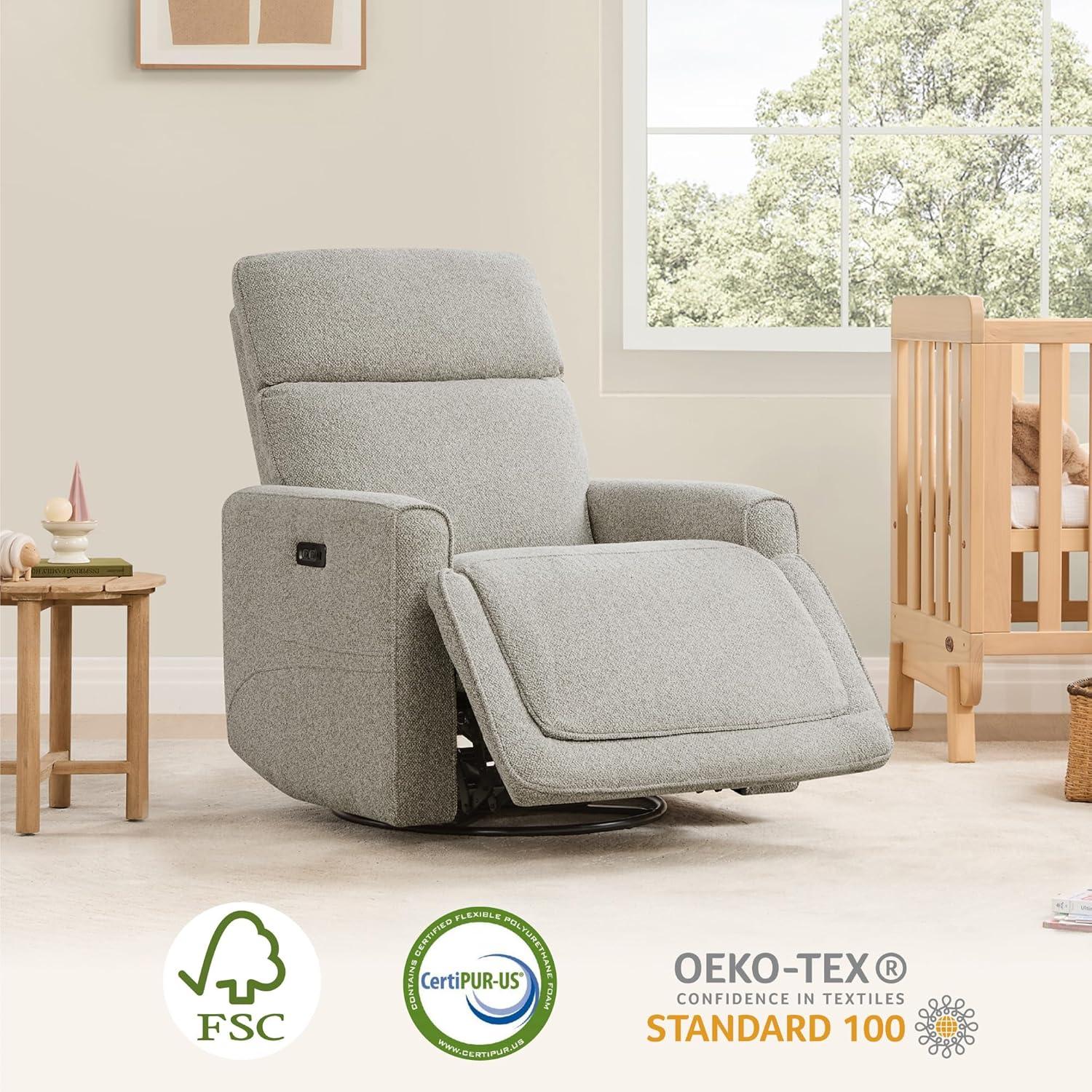 image:imageCHITA Electronic Power Recliner Chair Swivel Glider FSC Certified Modern Nursery Rocking Chair with USB and TypeC Ports IvoryLight Grey