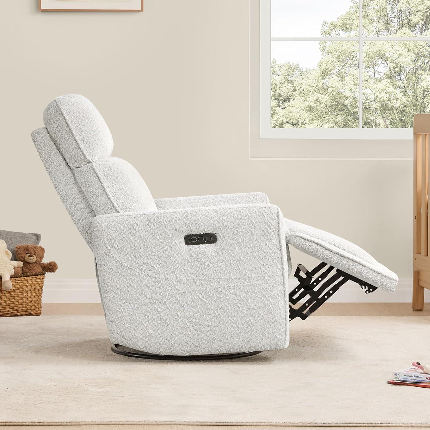 image:imageCHITA Electronic Power Recliner Chair Swivel Glider FSC Certified Modern Nursery Rocking Chair with USB and TypeC Ports IvoryWhite