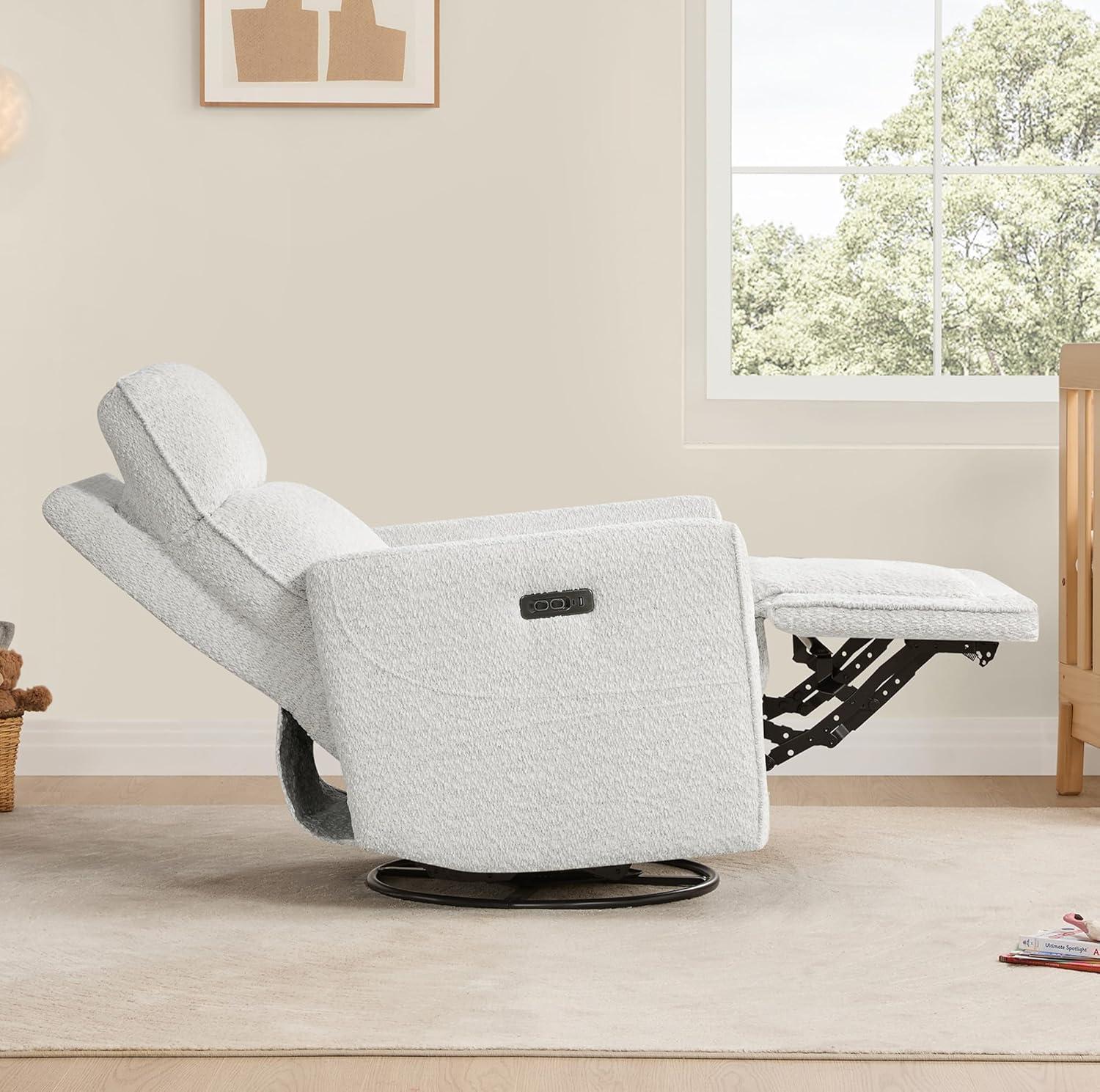 image:imageCHITA Electronic Power Recliner Chair Swivel Glider FSC Certified Modern Nursery Rocking Chair with USB and TypeC Ports IvoryWhite