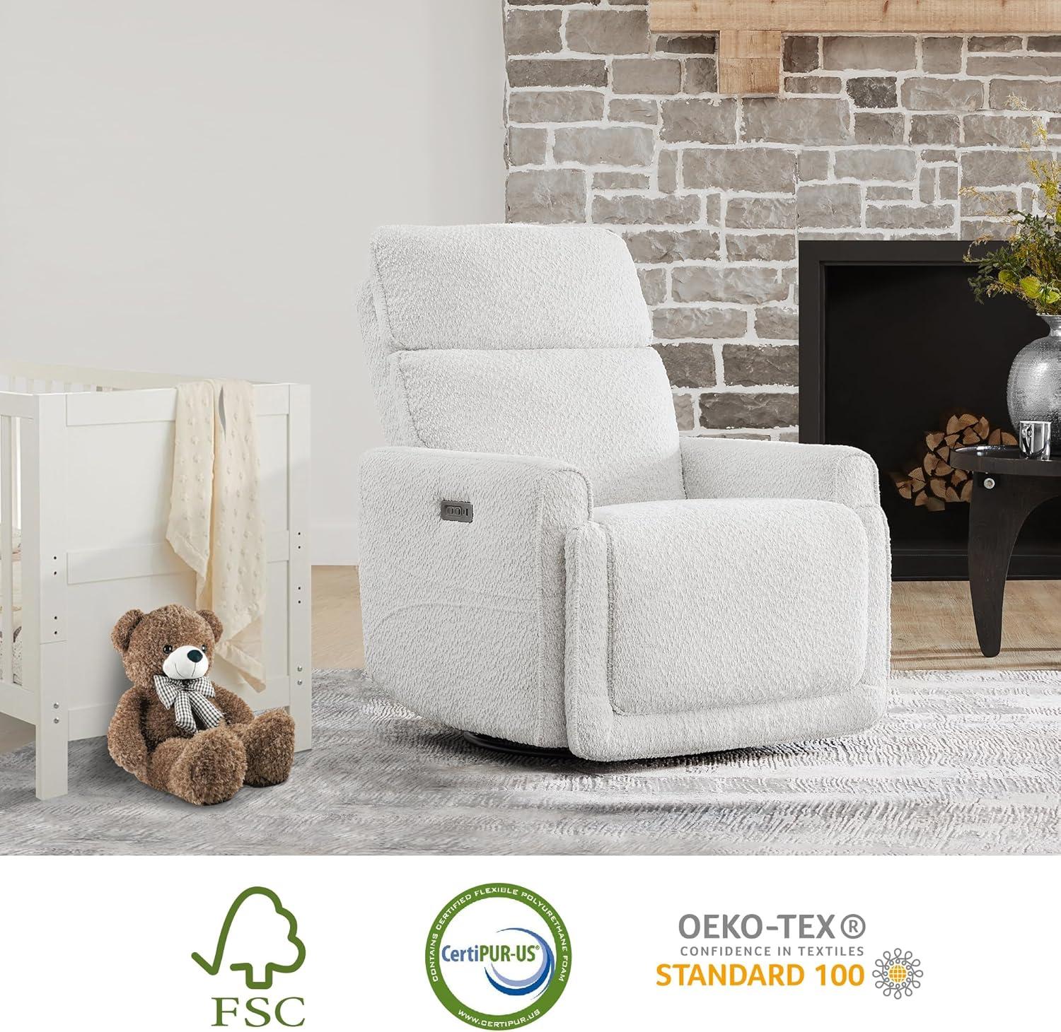 image:imageCHITA Electronic Power Recliner Chair Swivel Glider FSC Certified Modern Nursery Rocking Chair with USB and TypeC Ports IvoryWhite