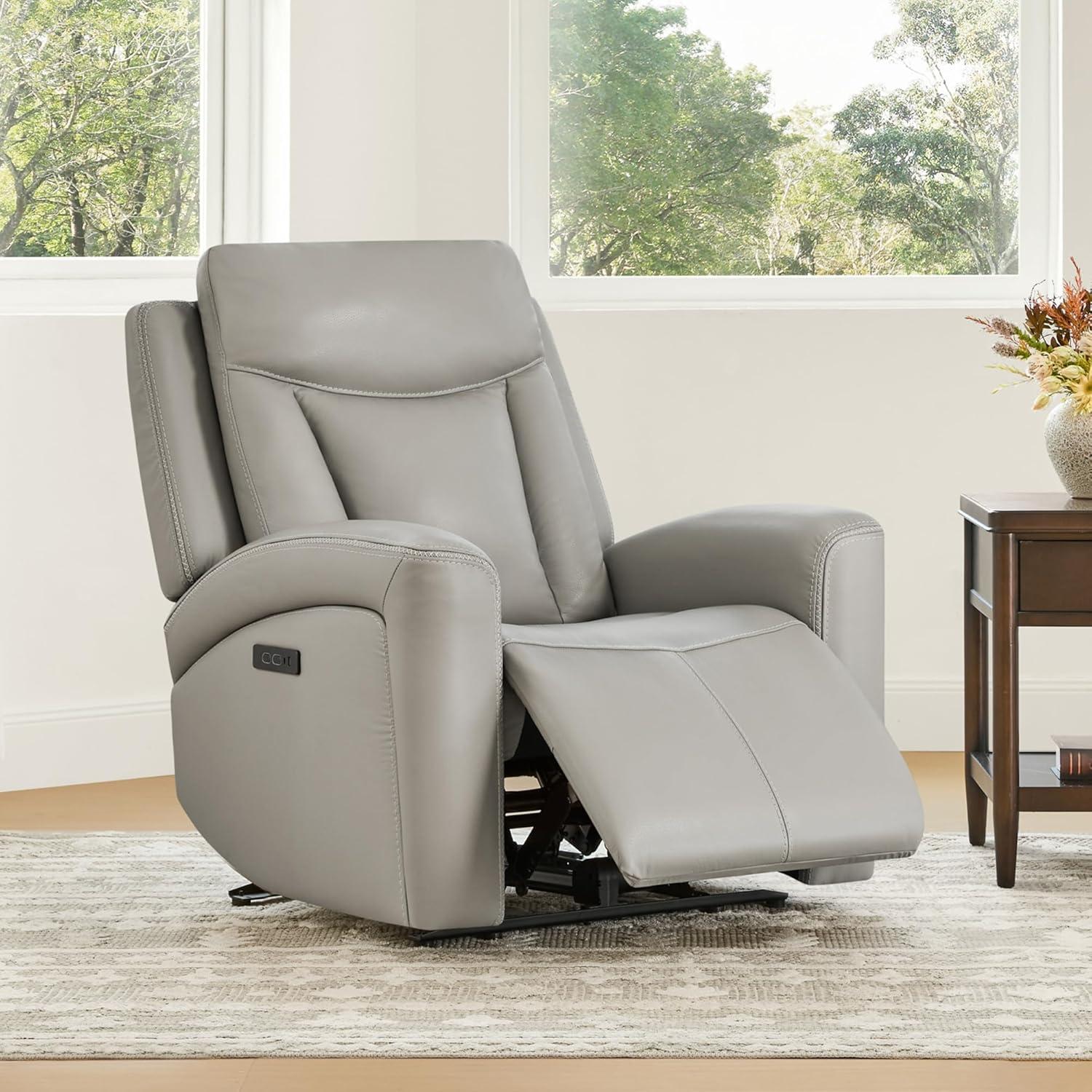 image:imageCHITA Genuine Leather Power Recliner Chair for Adults Super Zero Gravity Recliner with Adjustable Power Headrest amp USBTypeC Ports for Living Room Bedroom amp Home Theater Light GrayLight Gray
