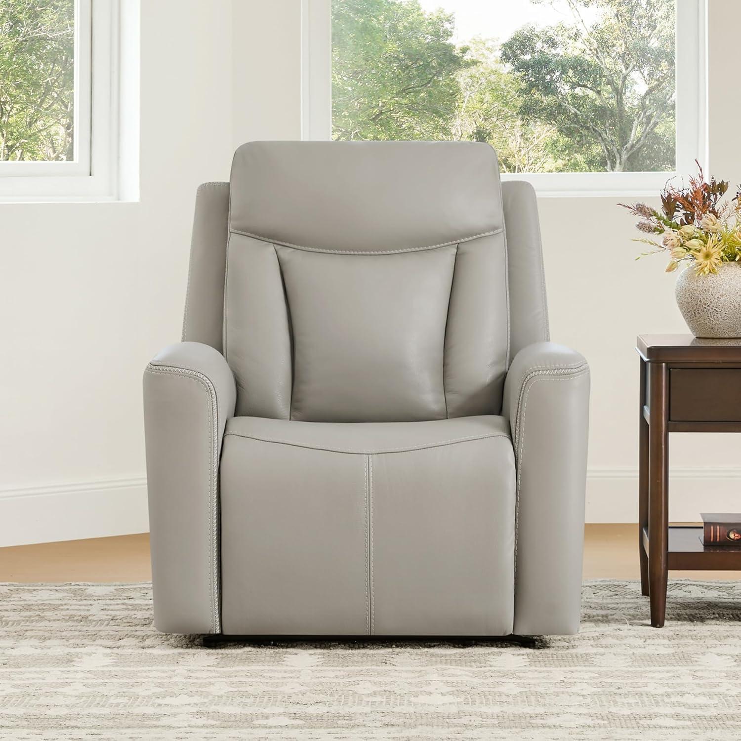 image:imageCHITA Genuine Leather Power Recliner Chair for Adults Super Zero Gravity Recliner with Adjustable Power Headrest amp USBTypeC Ports for Living Room Bedroom amp Home Theater Light GrayLight Gray
