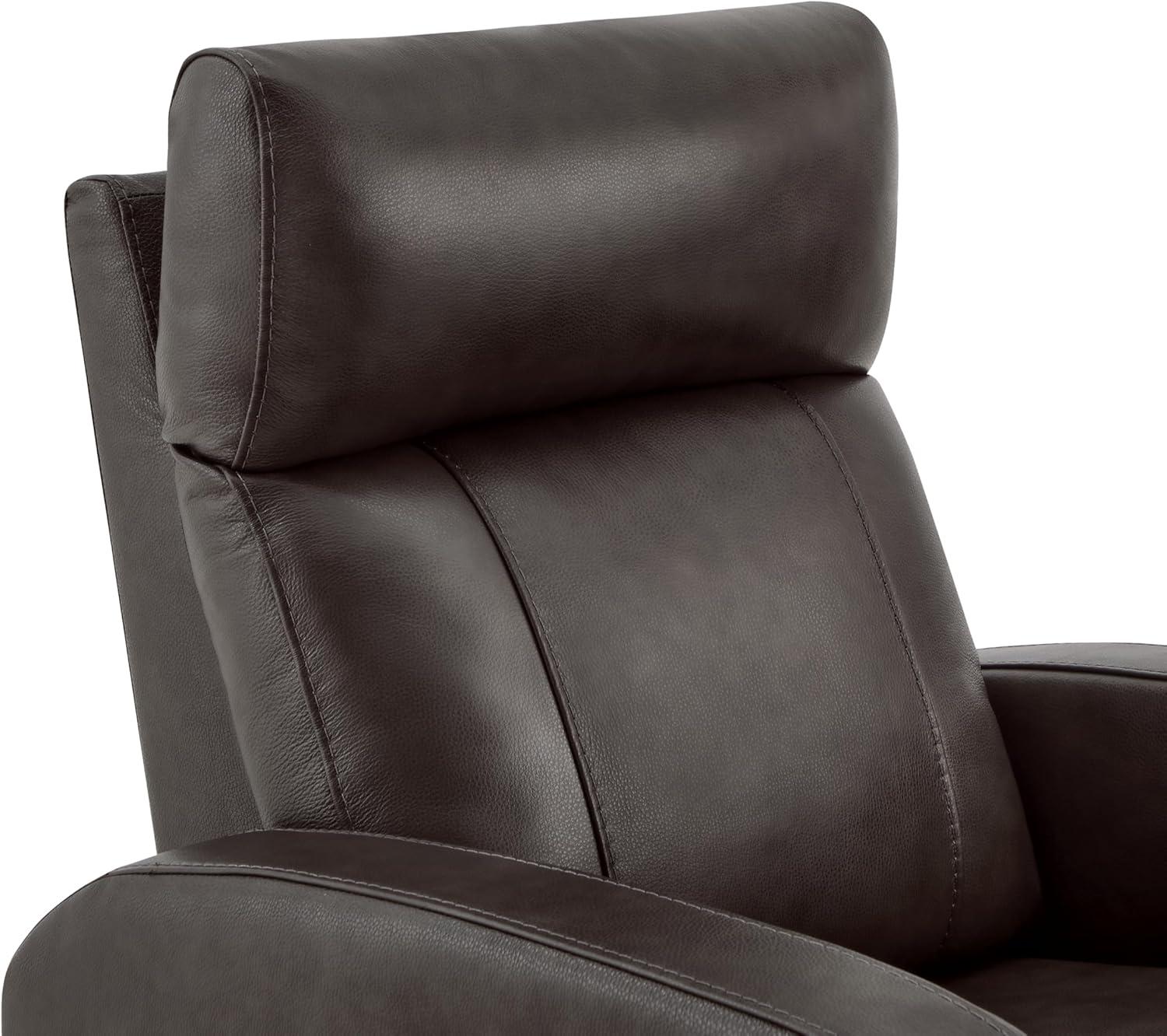 image:imageCHITA Genuine Leather Power Swivel Glider Recliner Chair FSC Certified Double Layer Backrest Truck Armrest Recliner Chair Sofa for Living RoomWhiteDark Brown