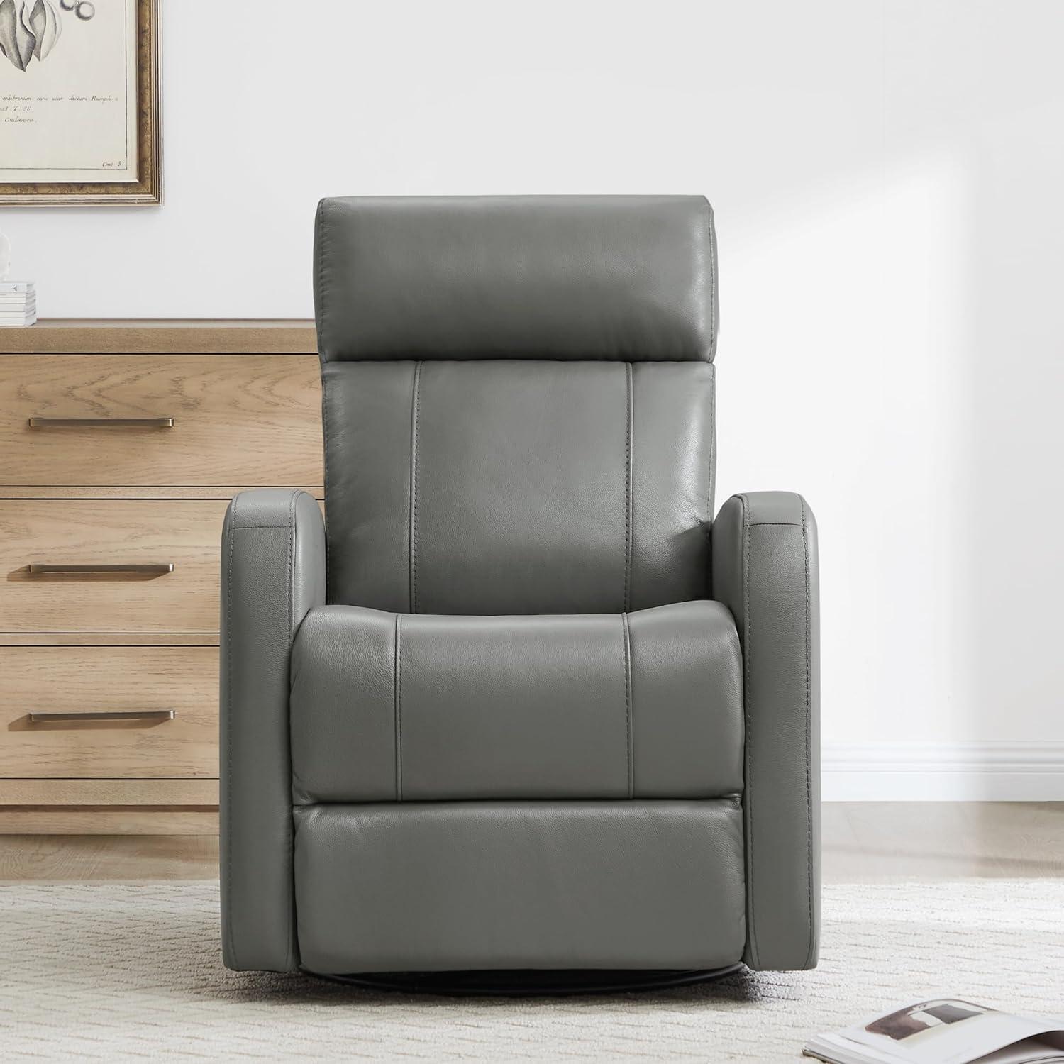 image:imageCHITA Genuine Leather Power Swivel Glider Recliner Chair FSC Certified Double Layer Backrest Truck Armrest Recliner Chair Sofa for Living RoomWhiteHaze