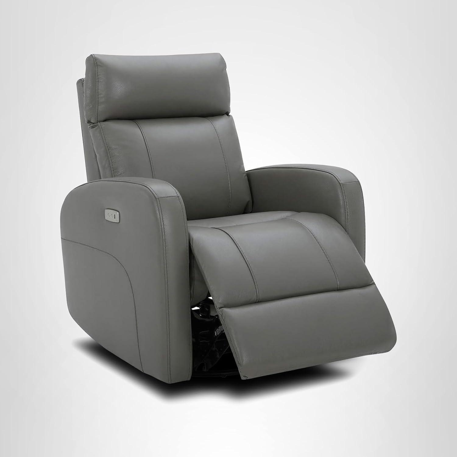 image:imageCHITA Genuine Leather Power Swivel Glider Recliner Chair FSC Certified Double Layer Backrest Truck Armrest Recliner Chair Sofa for Living RoomWhiteHaze