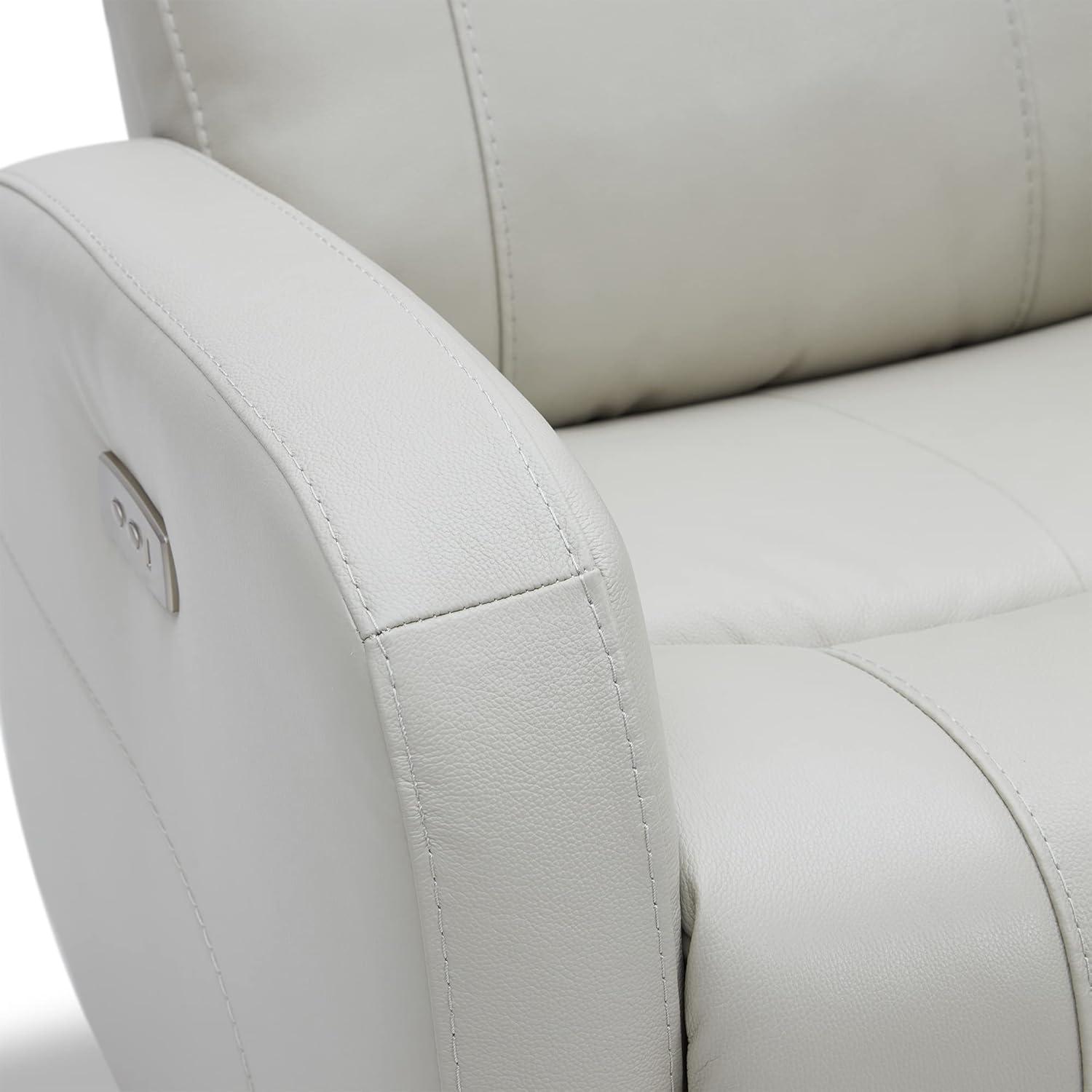 image:imageCHITA Genuine Leather Power Swivel Glider Recliner Chair FSC Certified Double Layer Backrest Truck Armrest Recliner Chair Sofa for Living RoomWhiteLight Grey