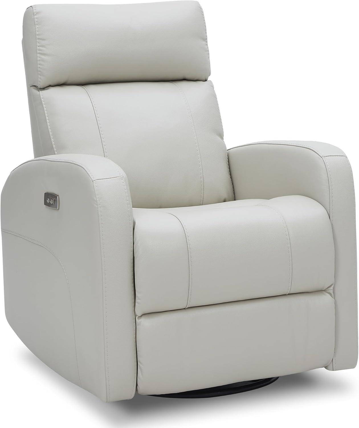 image:imageCHITA Genuine Leather Power Swivel Glider Recliner Chair FSC Certified Double Layer Backrest Truck Armrest Recliner Chair Sofa for Living RoomWhiteLight Grey