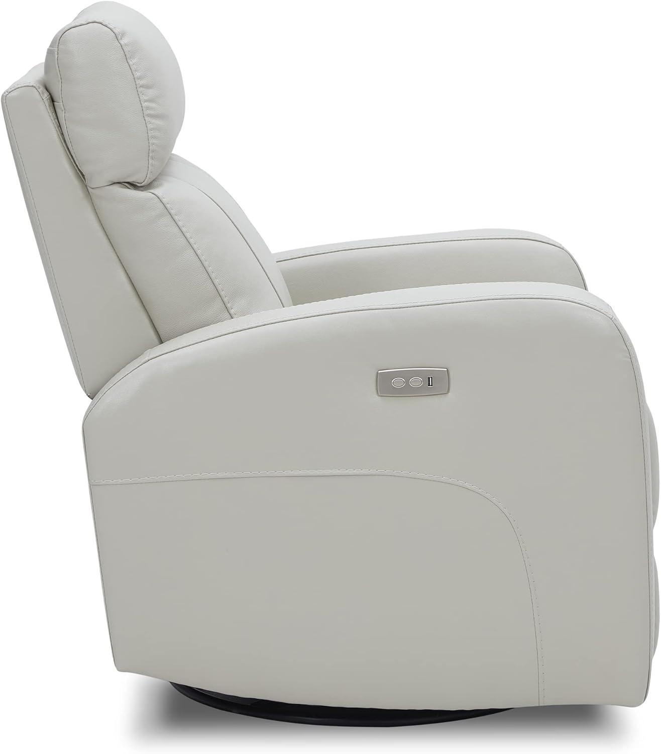 image:imageCHITA Genuine Leather Power Swivel Glider Recliner Chair FSC Certified Double Layer Backrest Truck Armrest Recliner Chair Sofa for Living RoomWhiteLight Grey