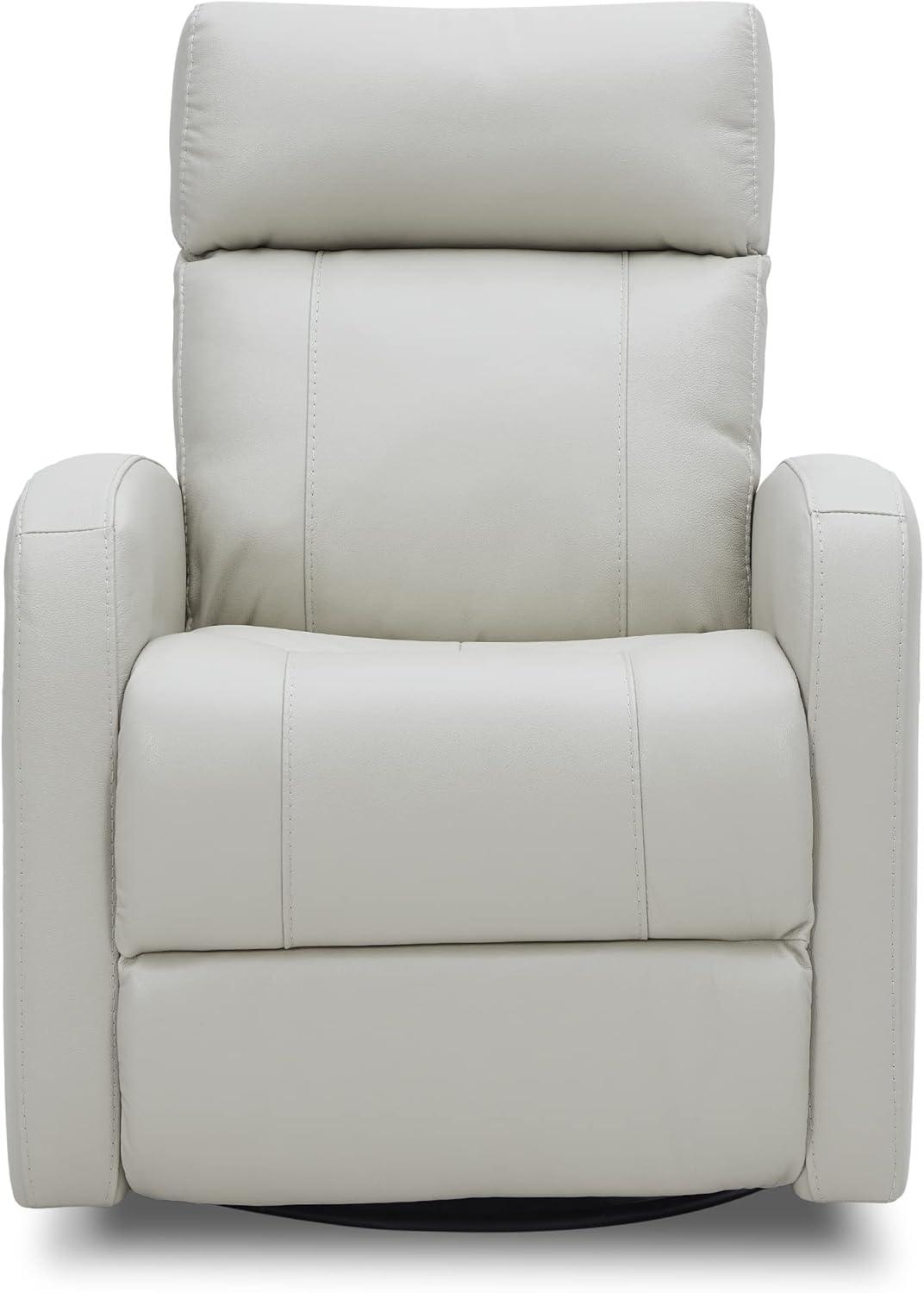 image:imageCHITA Genuine Leather Power Swivel Glider Recliner Chair FSC Certified Double Layer Backrest Truck Armrest Recliner Chair Sofa for Living RoomWhiteLight Grey