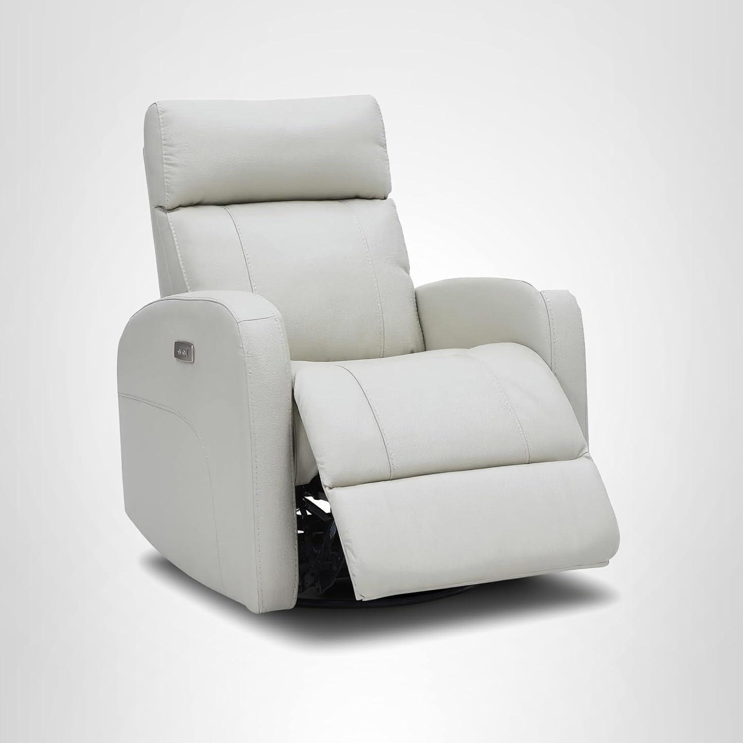 image:imageCHITA Genuine Leather Power Swivel Glider Recliner Chair FSC Certified Double Layer Backrest Truck Armrest Recliner Chair Sofa for Living RoomWhiteLight Grey