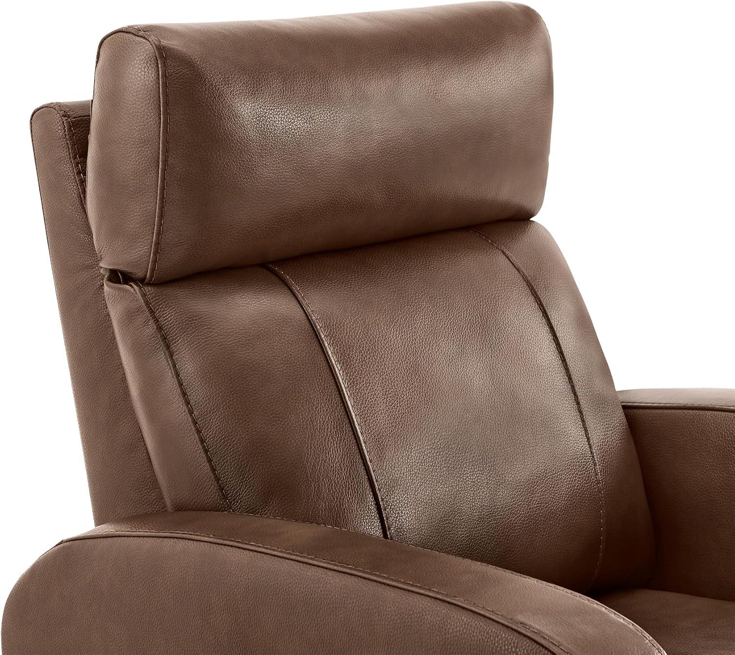 image:imageCHITA Genuine Leather Power Swivel Glider Recliner Chair FSC Certified Double Layer Backrest Truck Armrest Recliner Chair Sofa for Living RoomWhiteLight Brown