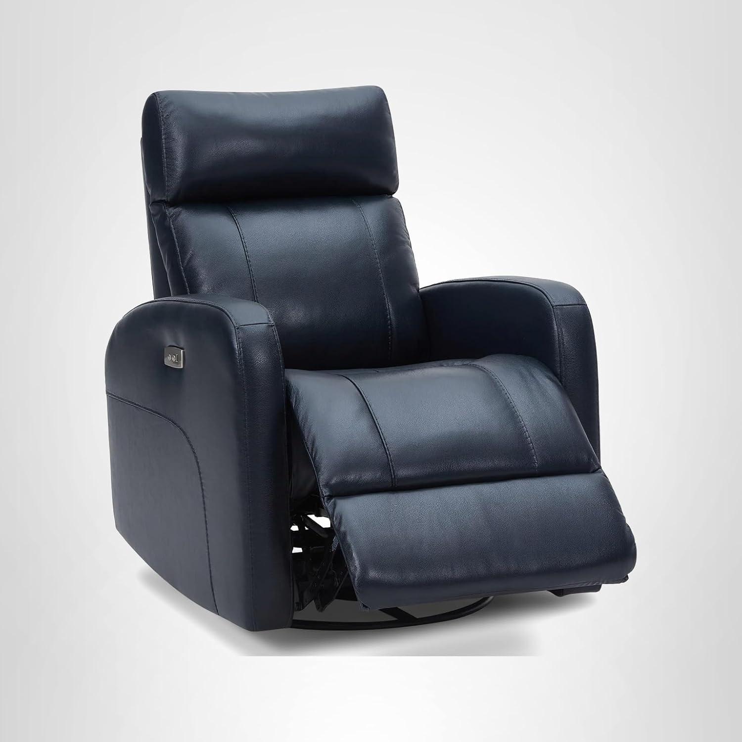 image:imageCHITA Genuine Leather Power Swivel Glider Recliner Chair FSC Certified Double Layer Backrest Truck Armrest Recliner Chair Sofa for Living RoomWhiteNavy