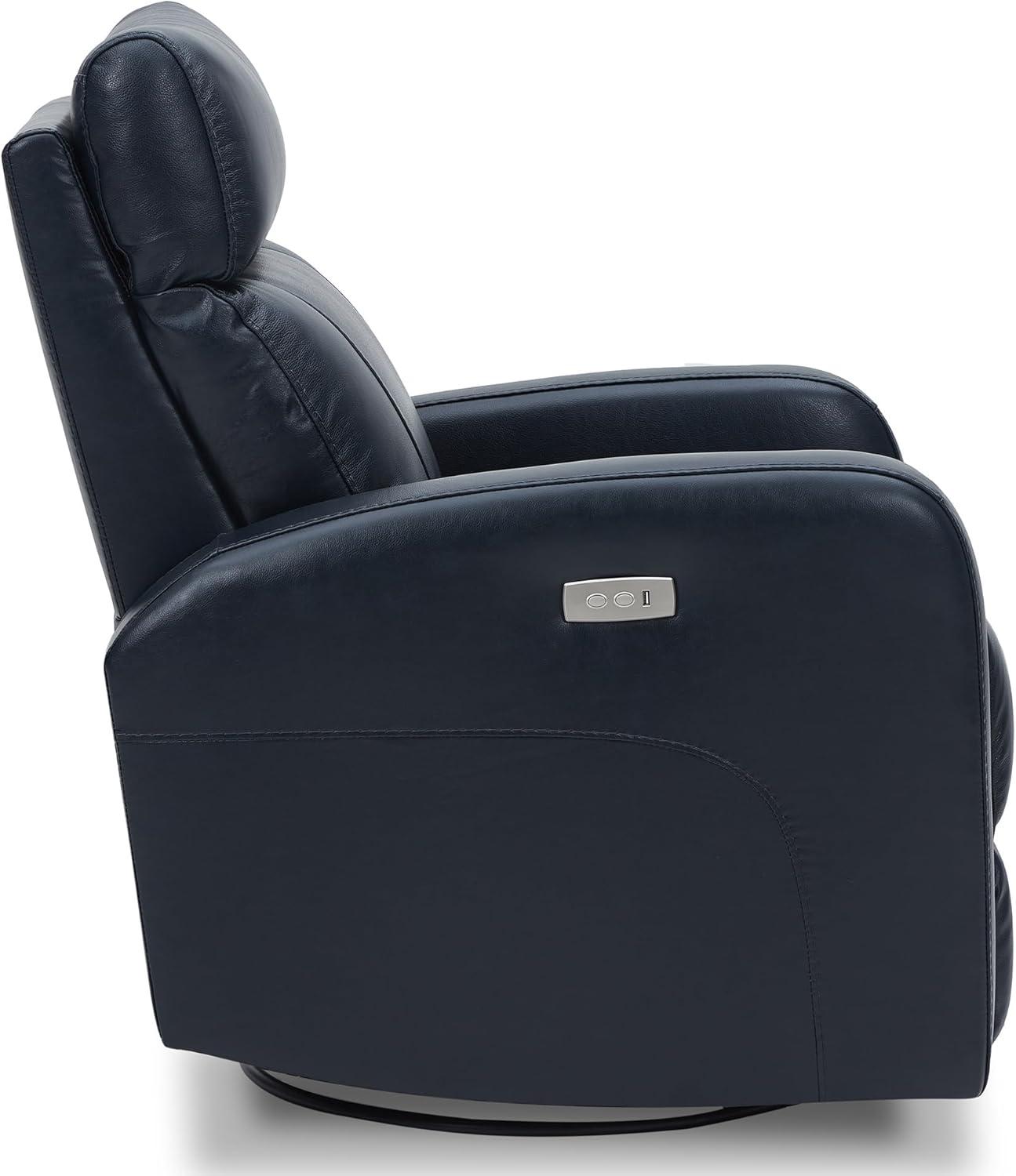 image:imageCHITA Genuine Leather Power Swivel Glider Recliner Chair FSC Certified Double Layer Backrest Truck Armrest Recliner Chair Sofa for Living RoomWhiteNavy