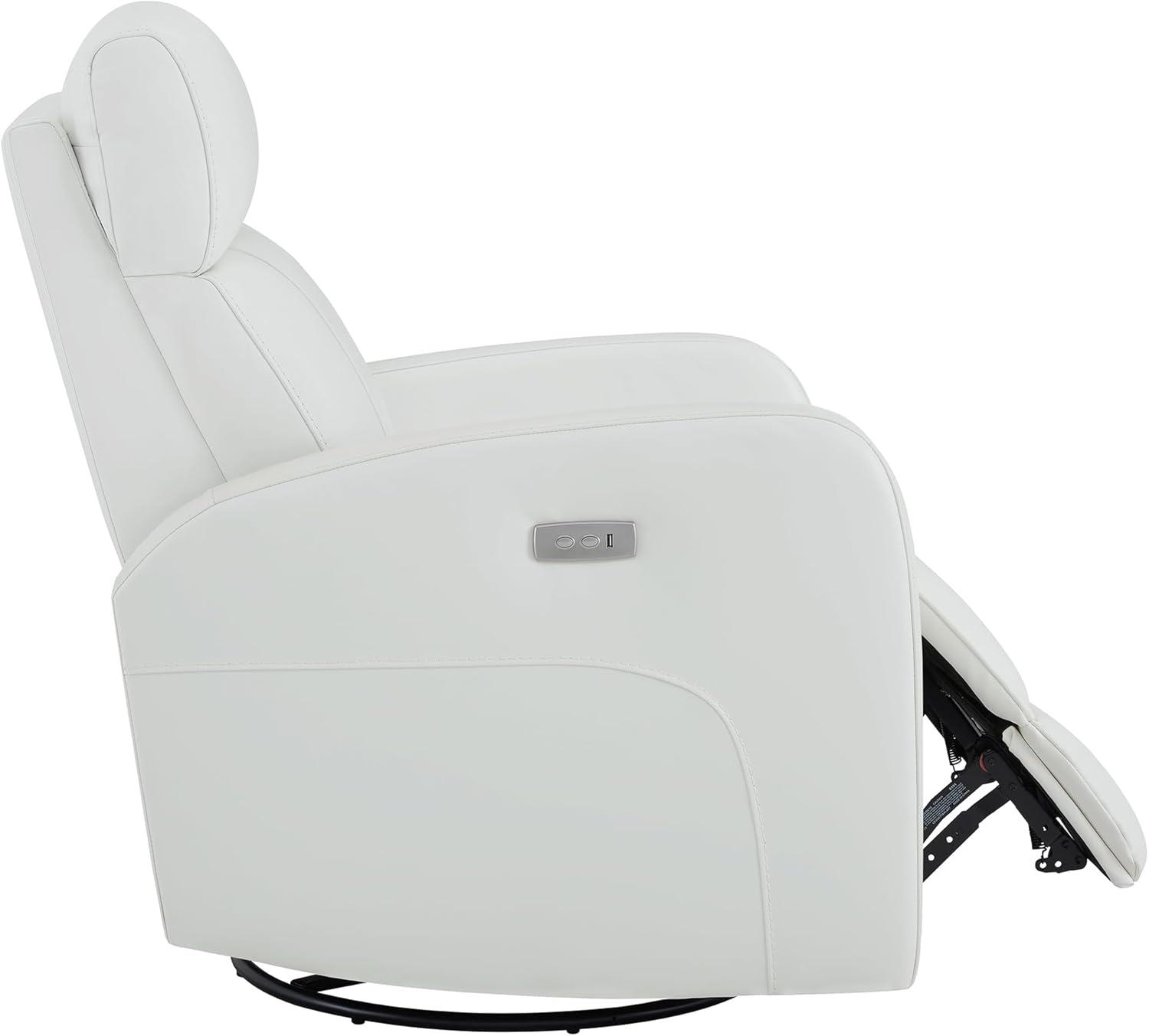 image:imageCHITA Genuine Leather Power Swivel Glider Recliner Chair FSC Certified Double Layer Backrest Truck Armrest Recliner Chair Sofa for Living RoomWhiteWhite