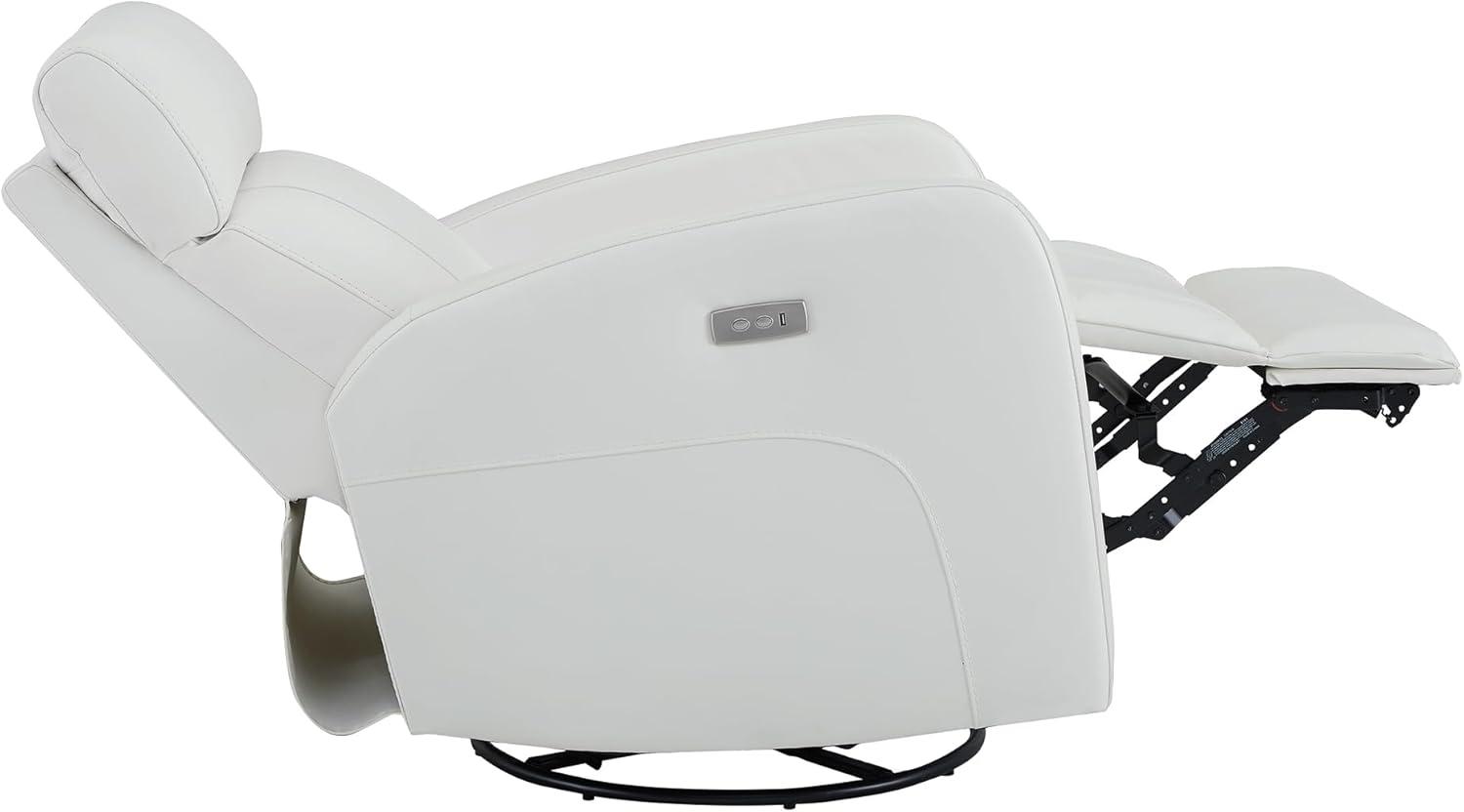 image:imageCHITA Genuine Leather Power Swivel Glider Recliner Chair FSC Certified Double Layer Backrest Truck Armrest Recliner Chair Sofa for Living RoomWhiteWhite