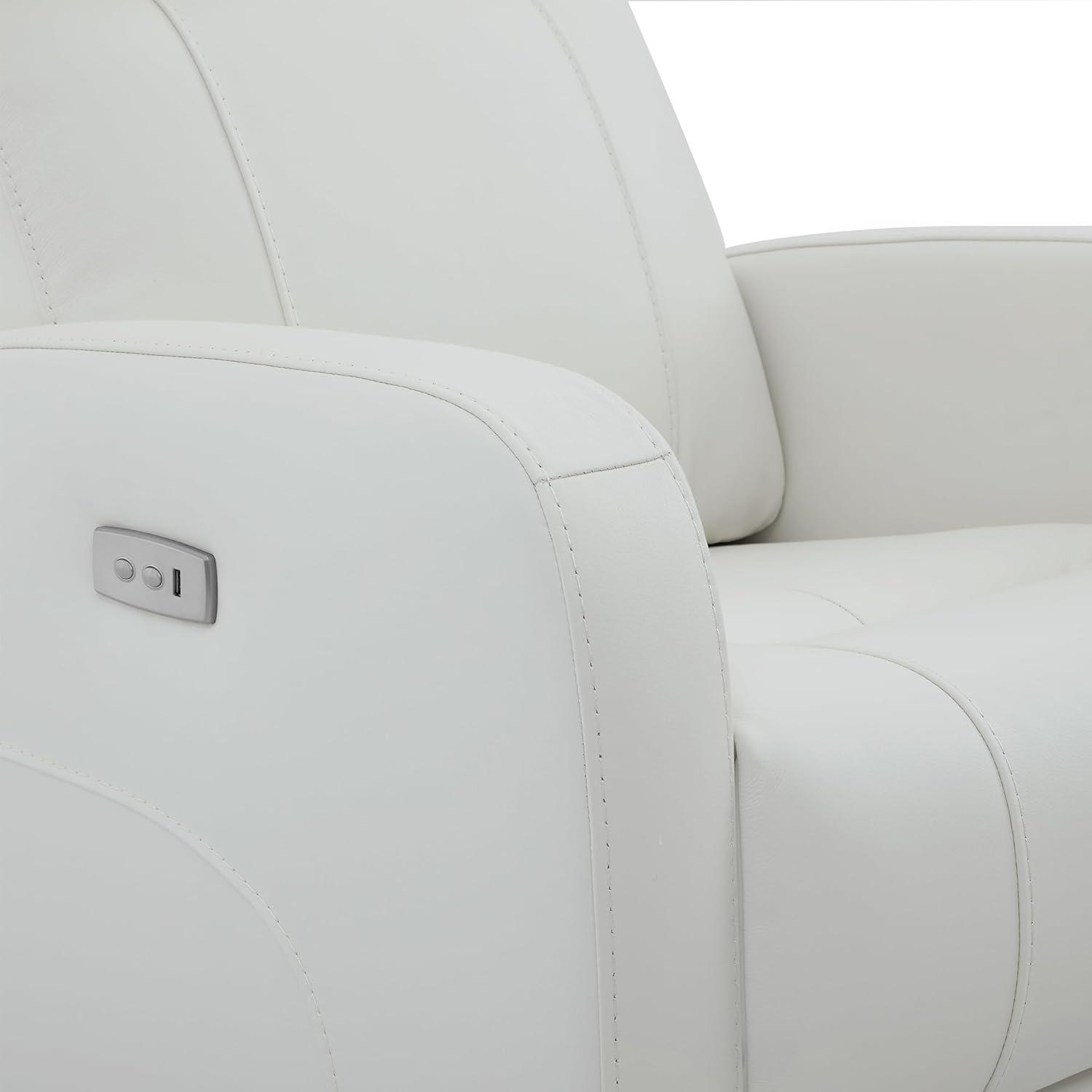 image:imageCHITA Genuine Leather Power Swivel Glider Recliner Chair FSC Certified Double Layer Backrest Truck Armrest Recliner Chair Sofa for Living RoomWhiteWhite